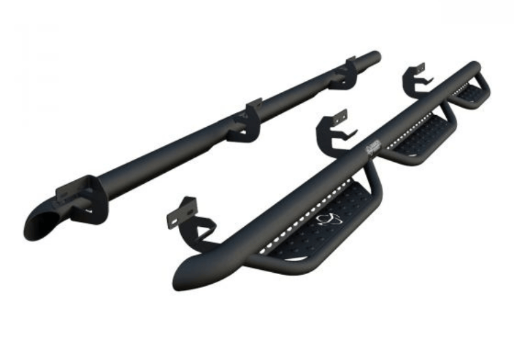 Ranch Hand Midnight nerf bars MRSD101C6B6S for 2009–2026 Dodge Ram 2500/3500, featuring durable construction and a stealth black finish.