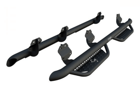 Ranch Hand Midnight MRSF151C1B4S step bars for Ford F450 Super Duty (2017–2026), offering rugged performance, easy truck access, and stealth black styling.