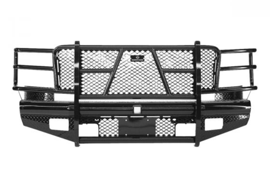 Ranch Hand FBC081BLR Legend Series front bumper for 2007.5–2010 Chevy Silverado 2500HD/3500HD, heavy-duty steel with grille guard