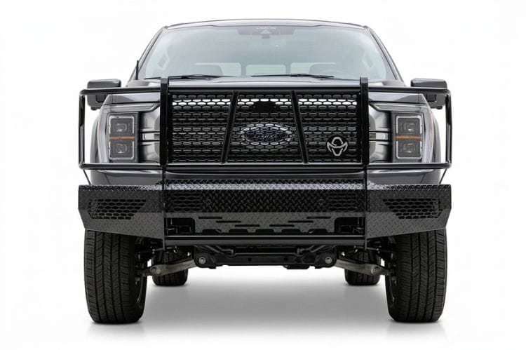 Ranch Hand FSF21HBL1 Summit Front Bumper for 2021–2023 Ford F-150, heavy-duty steel construction with grille guard for maximum front-end protection.
