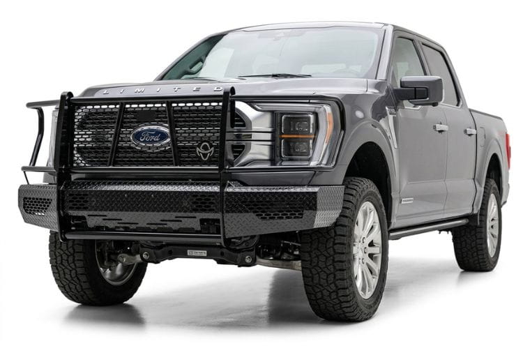Ranch Hand FSF21HBL1 Summit Front Bumper for 2021–2023 Ford F-150, heavy-duty steel construction with grille guard for maximum front-end protection.