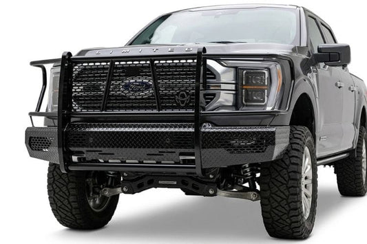 Ranch Hand FSF21HBL1 Summit Front Bumper for 2021–2023 Ford F-150, heavy-duty steel construction with grille guard for maximum front-end protection.