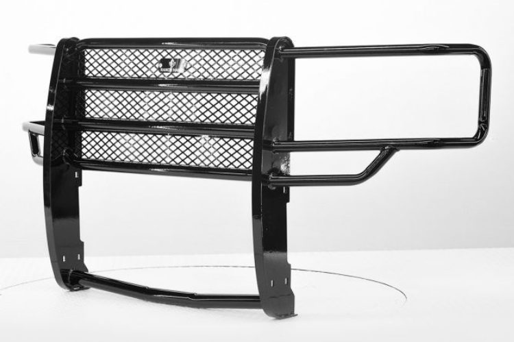 Ranch Hand GGG151BL1 Legend Series Grille Guard mounted on a 2015–2019 GMC Sierra 2500HD, featuring wraparound headlight protection and heavy-duty steel construction.