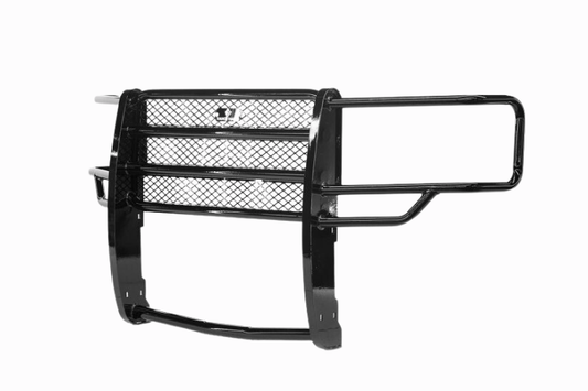 Ranch Hand GGG151BL1 Legend Series Grille Guard mounted on a 2015–2019 GMC Sierra 2500HD, featuring wraparound headlight protection and heavy-duty steel construction.