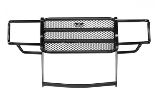 Ranch Hand GGG151BLS Legend Series Grille Guard installed on a 2015–2019 GMC Sierra 2500HD, showing full front-end protection with durable black powder-coated steel construction.