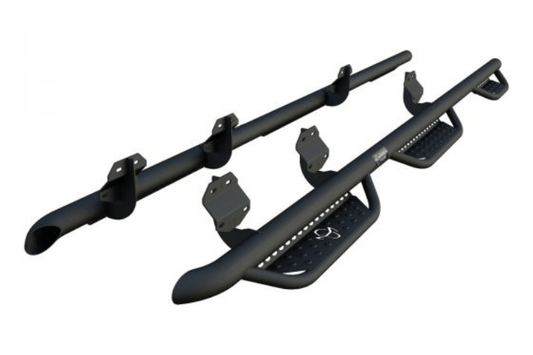 Midnight Ranch Hand heavy duty nerf bars for 2017-2026 Ford F250/F350 Superduty trucks.