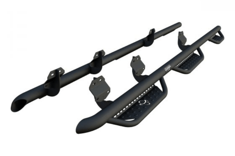 Midnight Ranch Hand heavy duty nerf bars for 2017-2026 Ford F250/F350 Superduty trucks.
