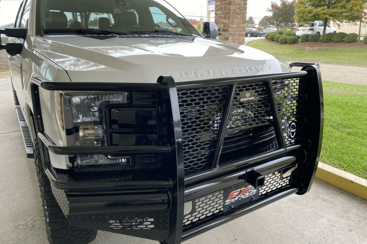 Ranch Hand FBF201BLRC Legend front bumper for 2017–2022 Ford F250/F350 Superduty, with camera access and durable black powder coat finish