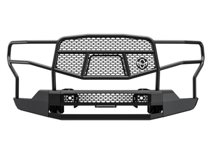 Ranch Hand MFG19HBM1 Midnight Series Front Bumper with Grille Guard for 2019-2021 GMC Sierra 1500, black powder-coated heavy-duty steel bumper.