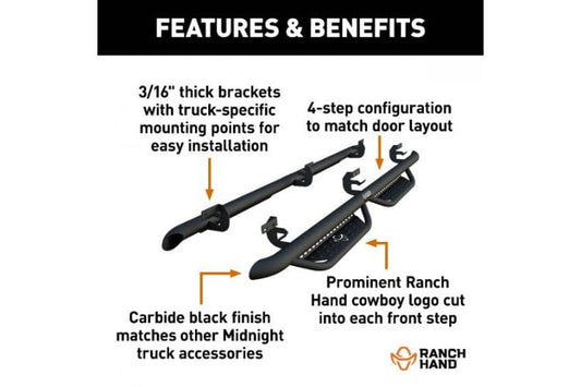 Ranch Hand Midnight nerf bars MRSC191C1B4S for 2020-2026 GMC Sierra 1500 durable ranch hand running steps truck nerf bars