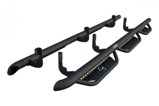 Midnight Ranch Hand nerf bars for 2019-2026 Chevy Silverado 2500HD/3500HD, durable running steps for trucks.