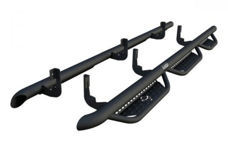 Midnight Ranch Hand nerf bars for 2019-2026 Chevy Silverado 2500HD/3500HD, durable running steps for trucks.