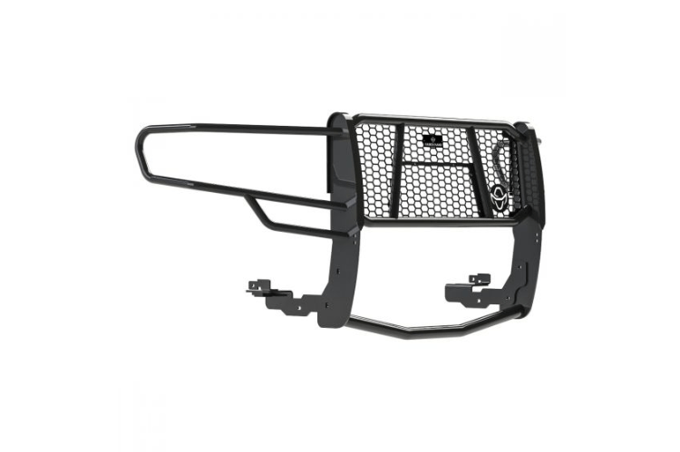 Black Ranch Hand Legend grille guard installed on a 2019-2026 Ram 1500, heavy-duty truck front grille guard for front-end protection