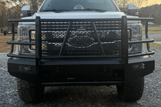 Front view of a Ranch Hand Summit Series Front Bumper for 2017-2022 Ford F250/F350 Super Duty in Black Finish