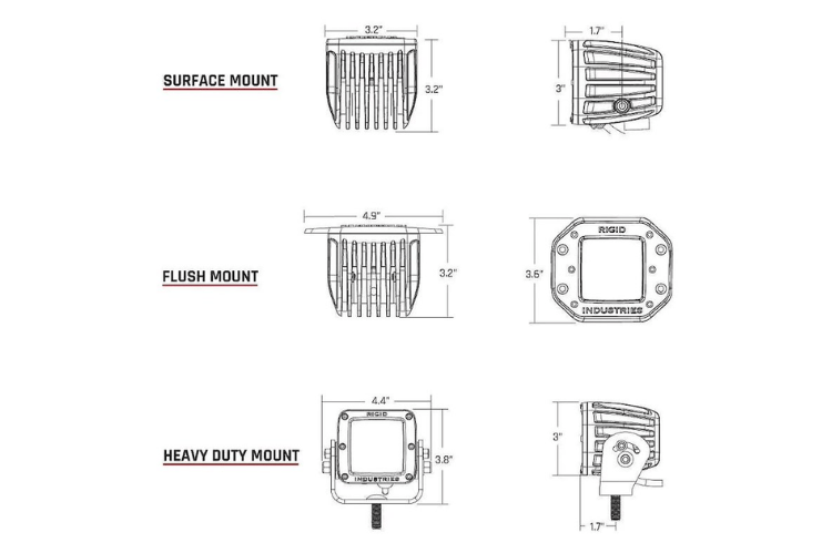 Rigid Industries 212213BLK 3" D-Series PRO Spot Midnight Edition, sleek flush mount fog lights for trucks with powerful output from premium Rigid Industries lights