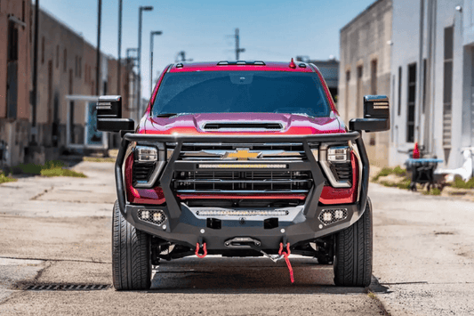 Road Armor Evolution heavy duty front bumper 3242EF7B for 2024–2026 Chevy Silverado 2500/3500, designed for rugged protection with winch compatibility.