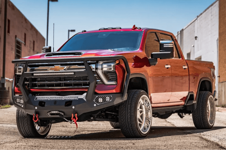 Road Armor Evolution heavy duty front bumper 3242EF7B for 2024–2026 Chevy Silverado 2500/3500, designed for rugged protection with winch compatibility.