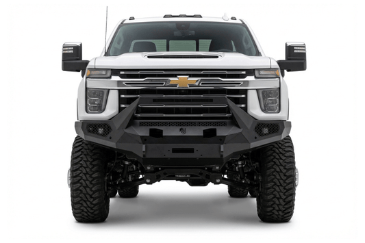 Road Armor front bumper 3242EF3B sheet metal pre-runner on 2024–2026 Chevy Silverado 2500/3500
