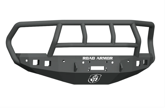 Road Armor Stealth front bumper Titan II Guard 4162F2B for 2010–2018 Ram 2500/3500, heavy-duty protection with winch-ready design.