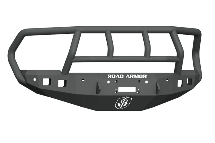 Road Armor Stealth front bumper Titan II Guard 4162F2B for 2010–2018 Ram 2500/3500, heavy-duty protection with winch-ready design.