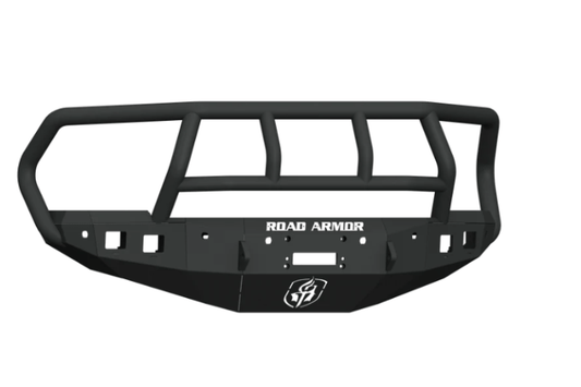 Road Armor Stealth front bumper Titan II Guard 4162F2B for 2010–2018 Ram 2500/3500, heavy-duty protection with winch-ready design.