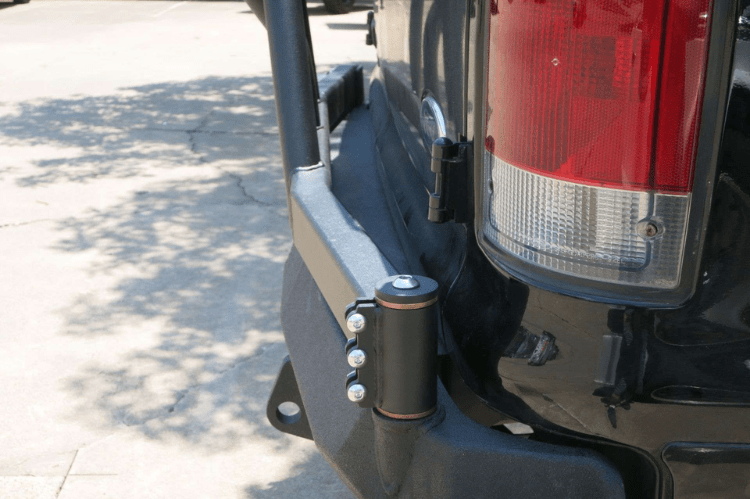 Road Armor Stealth 61208B rear bumper replacement with spare tire carrier for 1999-2007 Ford Excursion – heavy-duty back bumper with rear winch mount, textured black finish, winch-ready design