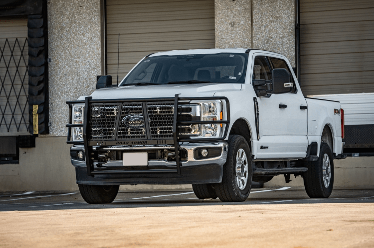 Road Armor Vaquero 6232-BRSH 2023-2025 Ford F250/F350 Superduty Front Brush Guard, heavy-duty textured black grille guard, ideal as a brush guard, front grille guard, and deer guard for trucks