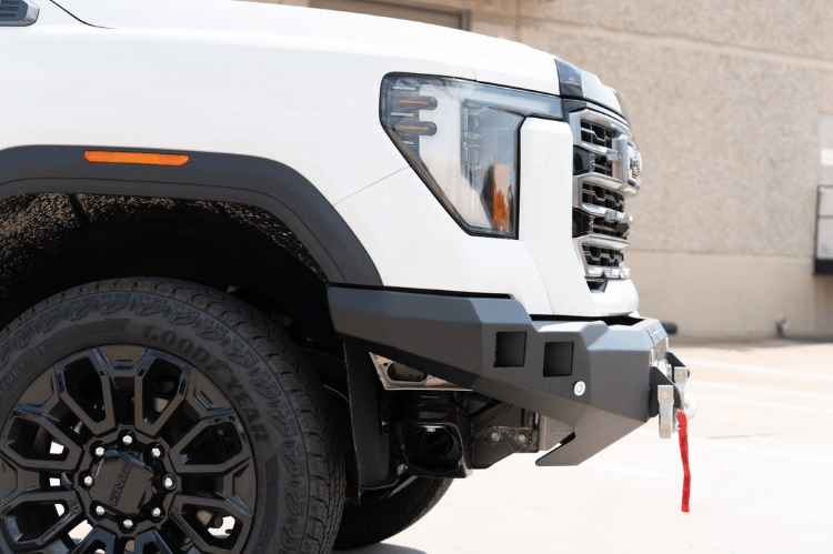 Road Armor 2242F0B front bumper for 2024–2026 GMC Sierra 2500/3500 — textured black winch bumper, a durable off-road bumper for serious front-end protection