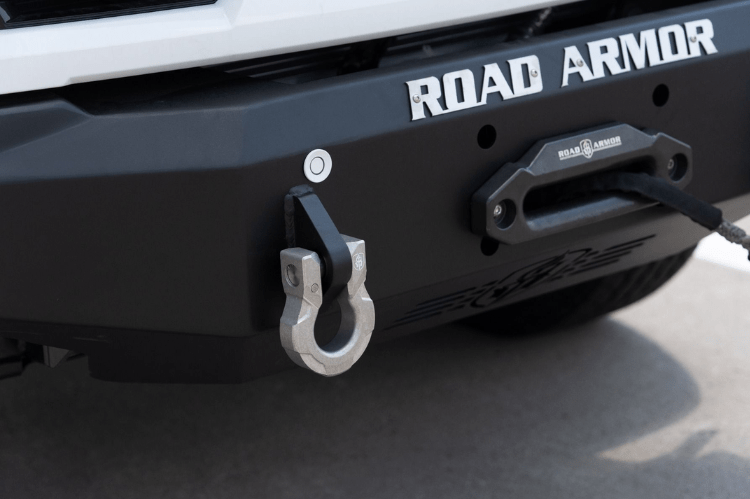 Road Armor 2242F0B front bumper for 2024–2026 GMC Sierra 2500/3500 — textured black winch bumper, a durable off-road bumper for serious front-end protection