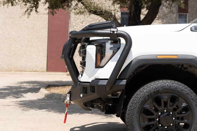 Road Armor 2242F6B winch front bumper with Titan II Guard Intimidator for 2024–2025 GMC Sierra 2500/3500 - designed for heavy duty truck bumpers