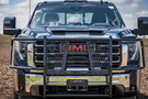 Road Armor Vaquero heavy duty brush guard front grille guard on 2020–2026 GMC Sierra 2500/3500 truck.
