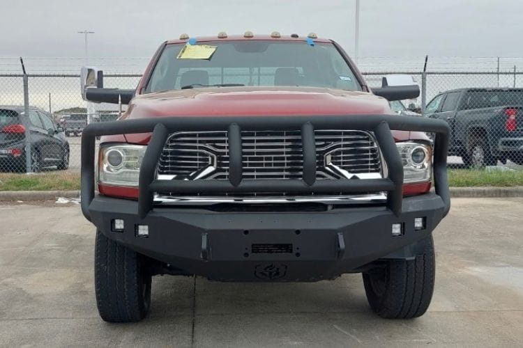 Road Armor 408R2B 2010-2018 Dodge Ram 2500/3500 Stealth Front Winch Ready Bumper Titan II Grille Guard, Black Finish and Square Fog Light Hole