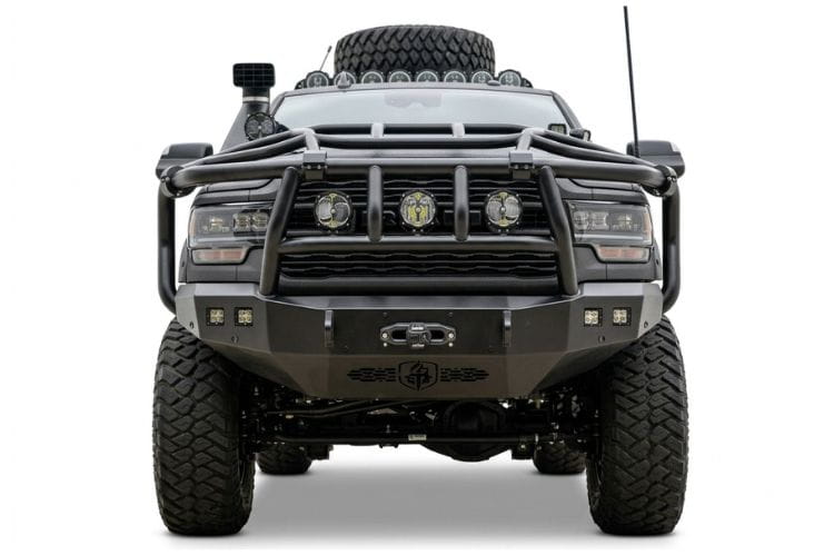 Road Armor Stealth Titan 2 front bumper with Intimidator guard for 2019-2026 Ram 4500 5500 heavy duty truck