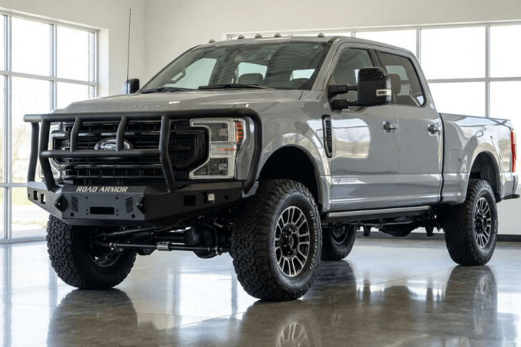Road Armor 6232F2B Stealth Series Front Bumper for 2023-2026 Ford F250/F350 Super Duty with Titan II Guard; Winch Ready and Black Powder Coat.