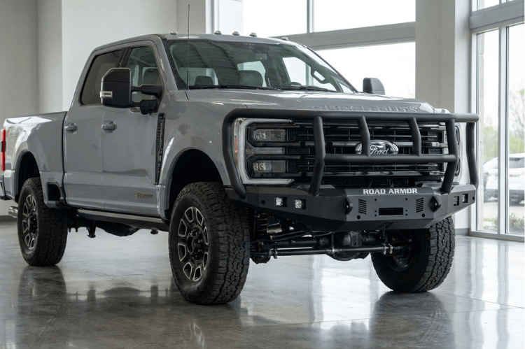 Road Armor 6232F2B Stealth Series Front Bumper for 2023-2026 Ford F250/F350 Super Duty with Titan II Guard; Winch Ready and Black Powder Coat.