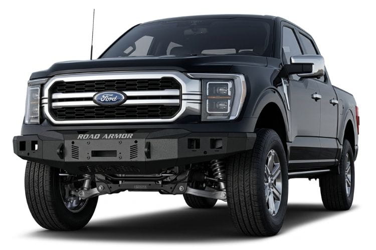 Road Armor Stealth front winch bumper 6241F0B for 2024-2026 Ford F150 textured black durable stealth front winch bumper