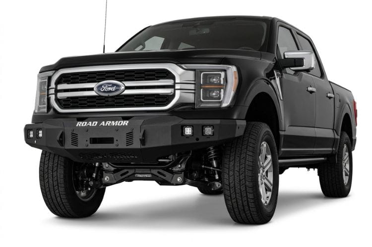 Road Armor Stealth front winch bumper 6241F0B for 2024-2026 Ford F150 textured black durable stealth front winch bumper