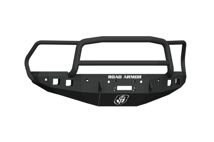 Road Armor Stealth winch bumper for 2010–2018 Ram 2500/3500 showcasing rugged road armor bumper design.