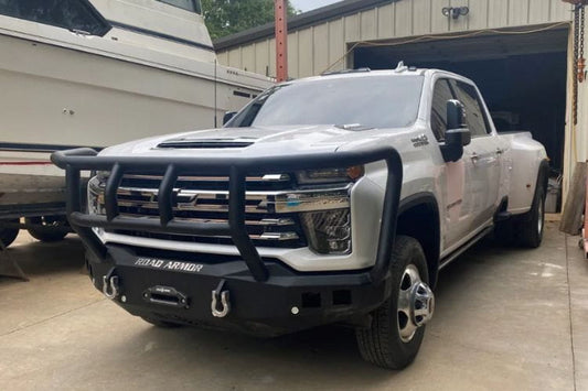 Road Armor Stealth Winch Front Bumper Titan II Guard 3202F2B for 2020-2023 Chevy Silverado 2500HD/3500HD rugged Road Armor bumper