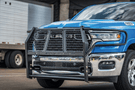 Road Armor Vaquero truck front grille guard with textured black road armor brush guard for Ram 1500