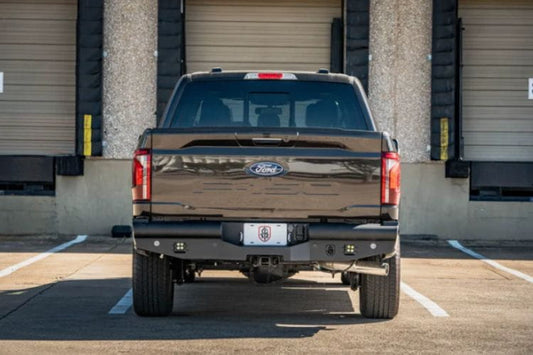 Road Armor Vaquero rear bumper 6241VR0B for 2024–2026 Ford F150, heavy duty steel rear protection bumper