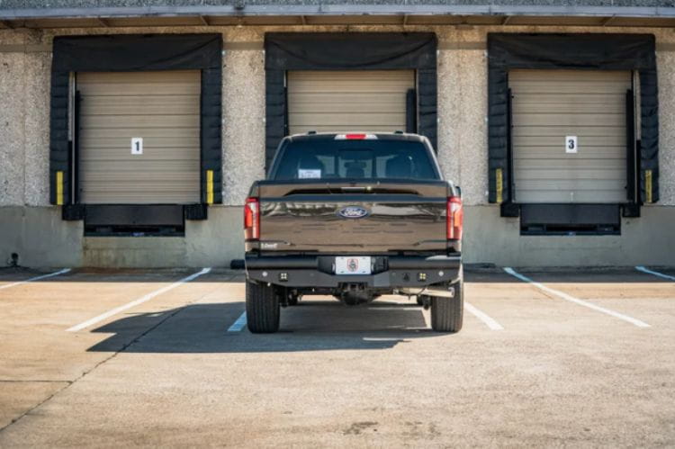 Road Armor Vaquero rear bumper 6241VR0B for 2024–2026 Ford F150, heavy duty steel rear protection bumper