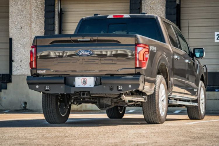 Road Armor Vaquero rear bumper 6241VR0B for 2024–2026 Ford F150, heavy duty steel rear protection bumper
