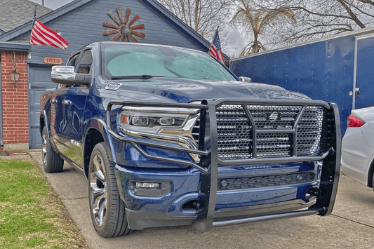 Steelcraft HD Grille Guard in semi-gloss black for 2019–2025 Ram 1500 – heavy-duty front grille guard designed to protect your Ram truck with rugged style and durability