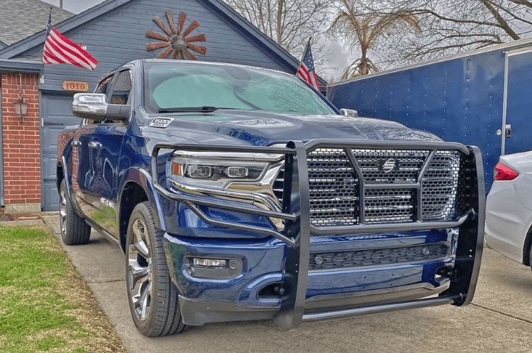 Steelcraft HD Grille Guard in semi-gloss black for 2019–2025 Ram 1500 – heavy-duty front grille guard designed to protect your Ram truck with rugged style and durability