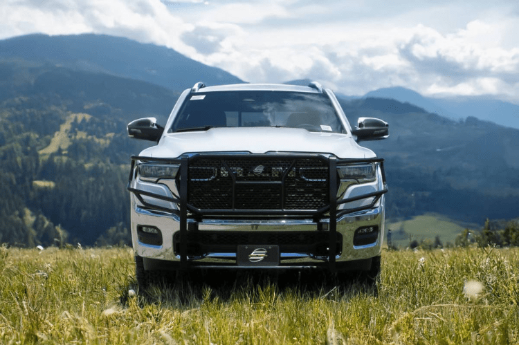 Steelcraft HD Grille Guard in semi-gloss black for 2019–2025 Ram 1500 – heavy-duty front grille guard designed to protect your Ram truck with rugged style and durability