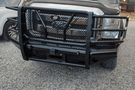Side view of heavy-duty Steelcraft front bumper with winch ready receiver for Ford Super Duty 2011–2016
