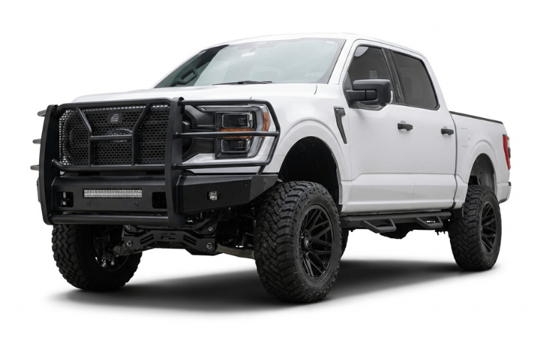 Steelcraft Elevation front bumper 60-11440C installed on a 2024–2025 Ford F-150 truck