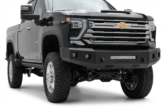 Steelcraft Fortis steel front bumper 71-10444 installed on 2024–2026 Chevy Silverado 2500/3500 truck