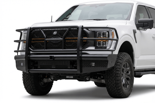 Steelcraft HD front bumper grille guard HD11440RCC installed on a 2024–2026 Ford F-150 truck